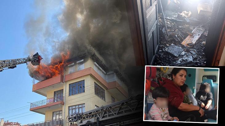 Antalya’da yangın paniği! Mahsur kalan 3 çocuğu inşaat işçileri kapıyı kırarak kurtardı