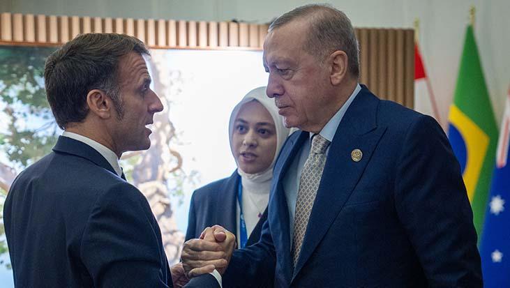 Cumhurbaşkanı Erdoğan, Fransa Cumhurbaşkanı Macron ile görüştü