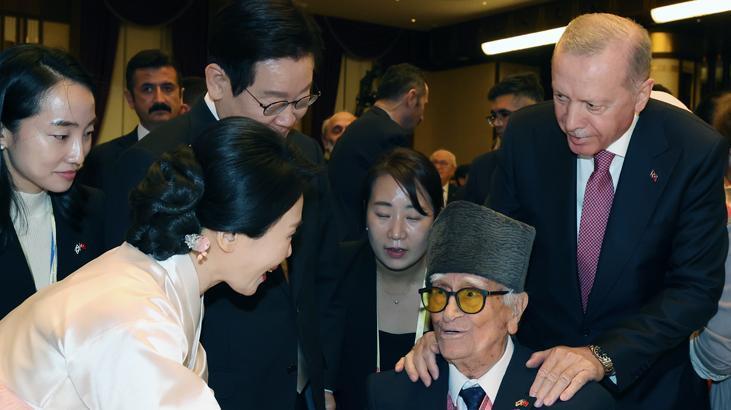 Erdoğan, Güney Kore lideri Lee Jae Myung’u Beştepe’de Kore gazileri ile buluşturdu