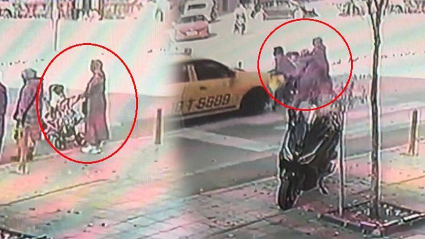 Yaya geçidinde dehşeti yaşadılar! Anne ile bebeği yaralandı