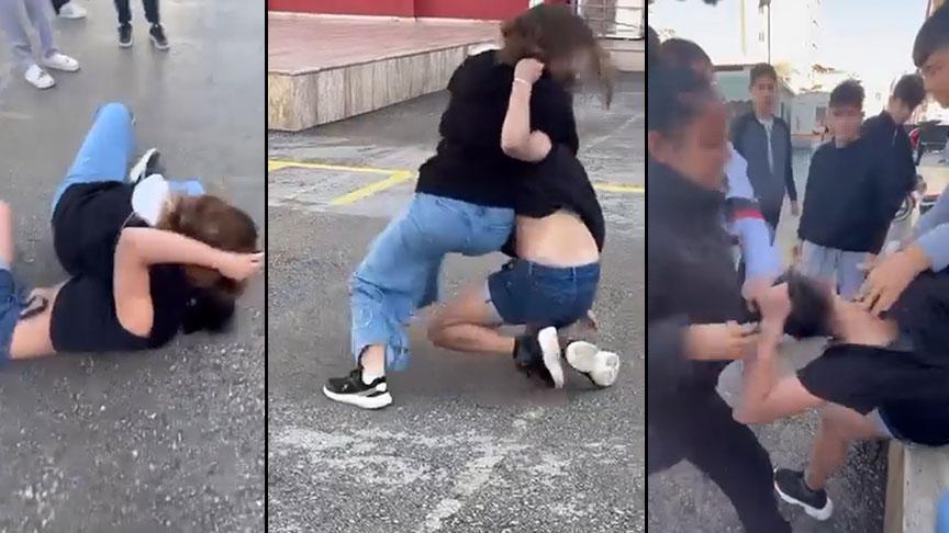 Okul bahçesinde korkunç görüntü! 11 kişi bir kız öğrenciyi dövdü: ‘Vurun acımayın’