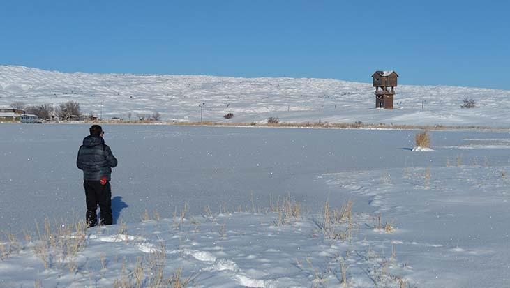 Sivas’ın en büyük gölü Tödürge, buz tuttu