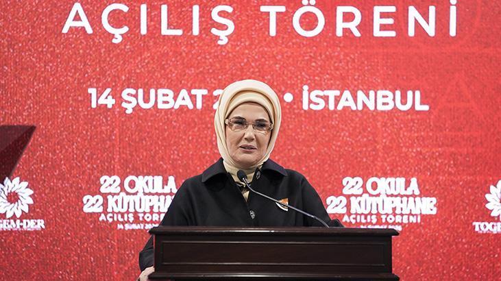 Emine Erdoğan, “22 Okula 22 Kütüphane” projesinin açılış töreninde konuştu