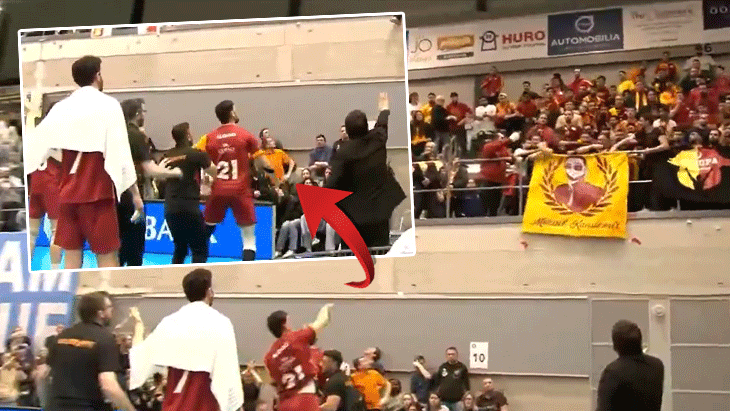 Galatasaray’da taraftar ve voleybolcular arasında gerginlik! Su şişesini fırlattı