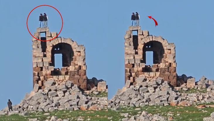 Nemrut’un Tahtı olarak bilinen kalıntılarda zıplayarak halay çektiler! Tepki çeken görüntüler