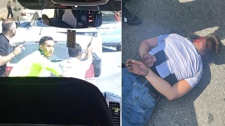 Kız arkadaşı ile birlikte taksiciyi rehin alıp, polise ateş açan şüpheli kıskıvrak yakalandı