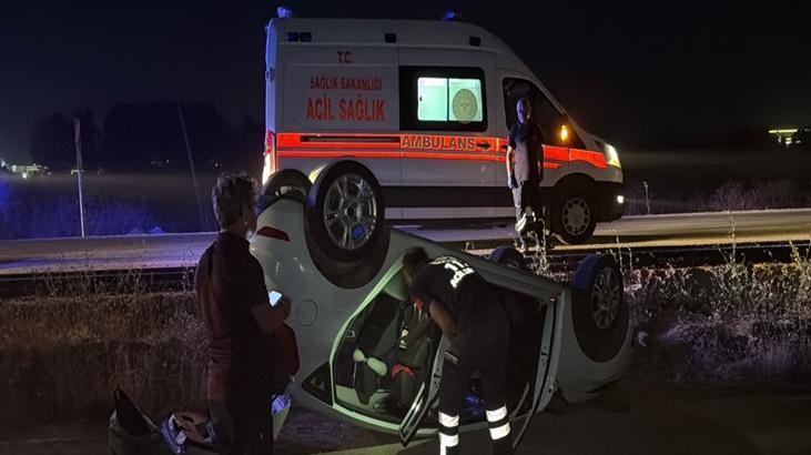 Eskişehir’de şarampole düşen araçta iki kişi yaralandı