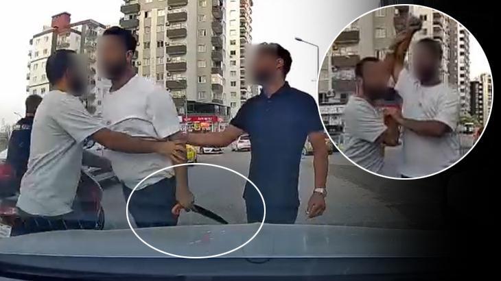 Kavgaya testereyle girdi! Araç kamerası saniye saniye kaydetti